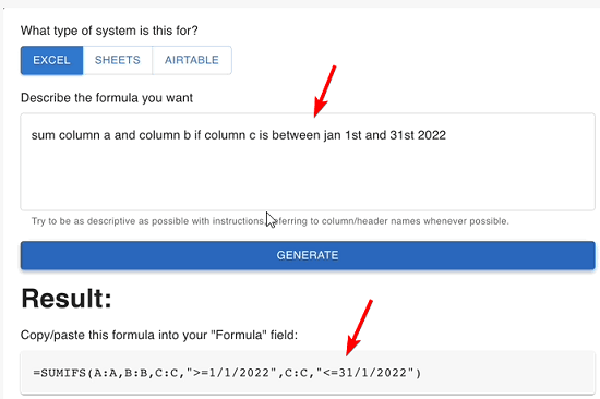 Generate Excel Formula from Text using GPT-3 for Free ExcelFormulator