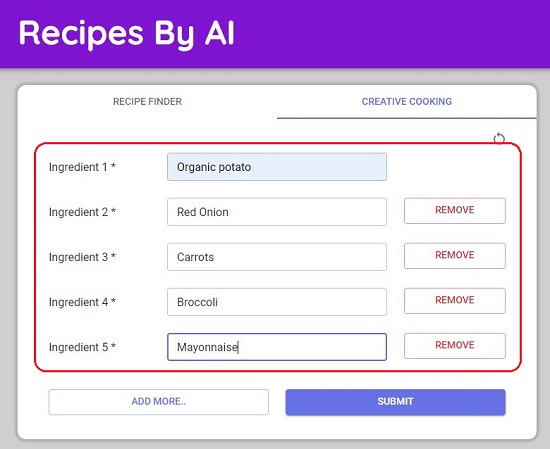 Input ingredients