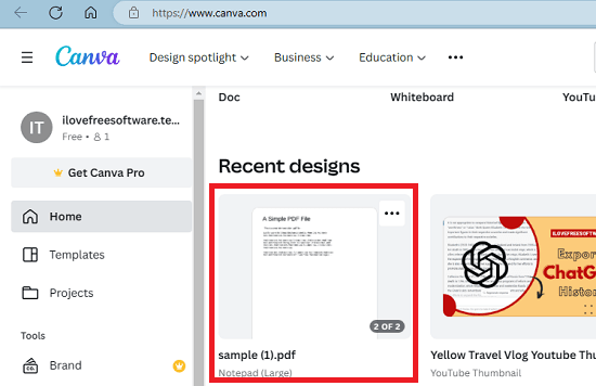PDF for editing in Canva library