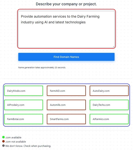 Domain names for Dairy Farming services