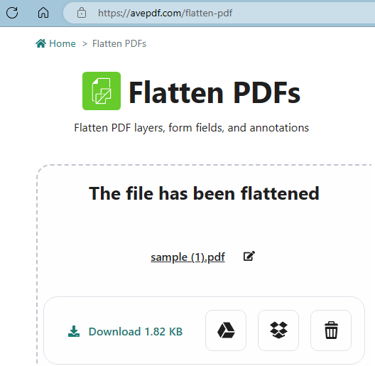 AvePDF Flatten PDF File Online