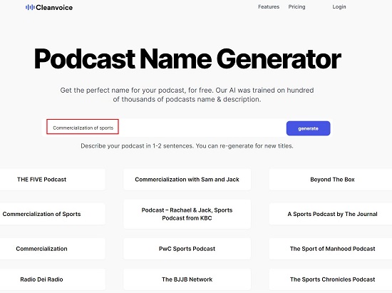 Cleanvoice Podcast Name Generator