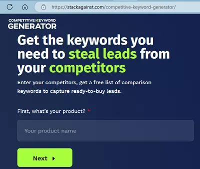 Competitive Keyword Generator Product Name