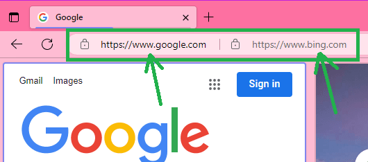 Edge Split Screen 2 URL bars