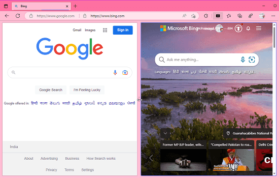 Edge Split Screen with 2 websites