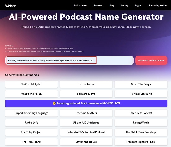 Click here to navigate to Podcast Name Generator