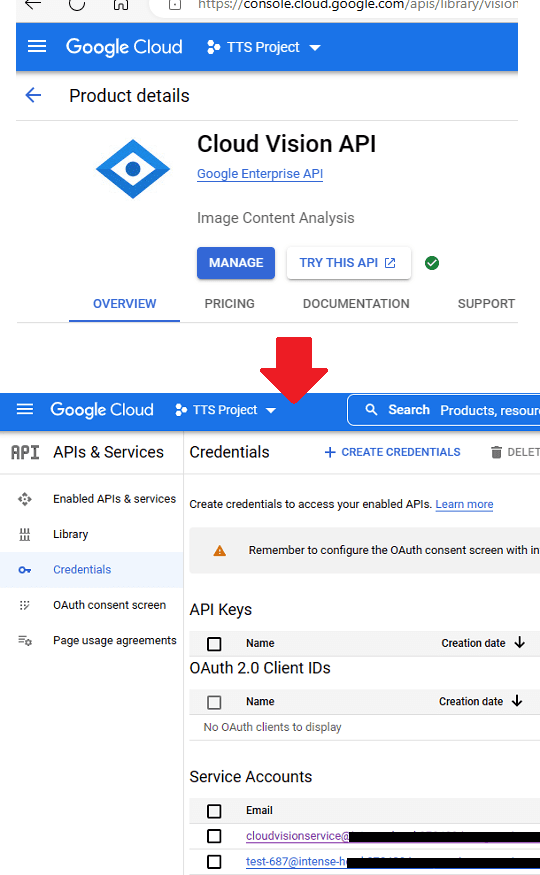 Google Cloud Vision Enable and Create Credentials