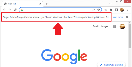 How to Disable Windows 10 Upgrade Notice in Chrome on Older Windows