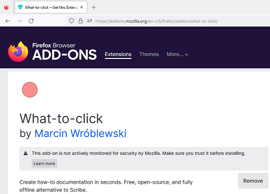 Install what-to-click Firefox addon
