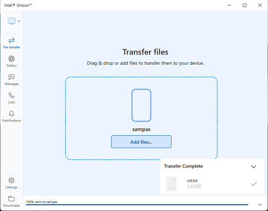 Intel Unison File Transfer