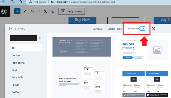 Kadence Wireframing Blocks