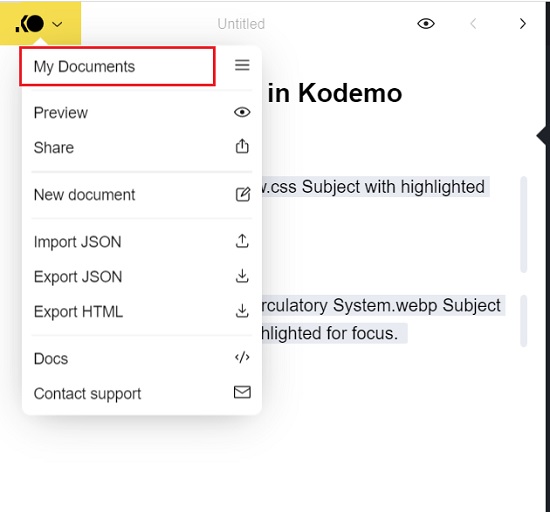 My Documents in Kodemo