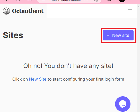 Octauthent Create New Site