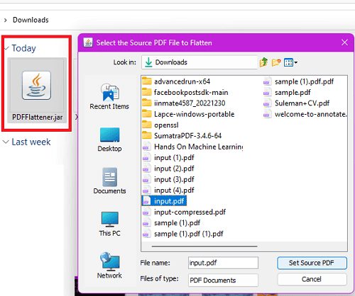 PDFflatterner Input PDF File
