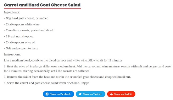 AI based Recipe 