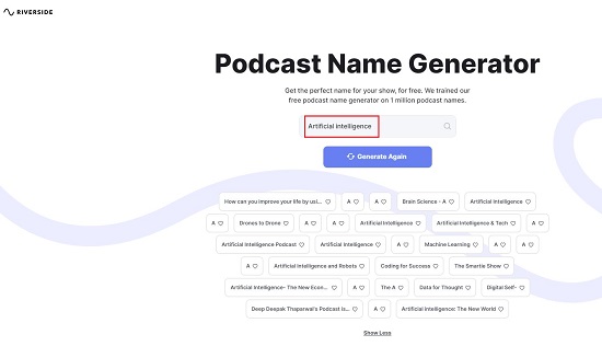 Riverside Podcast Name Generator