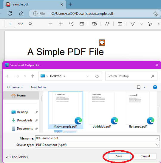 Save Flattened PDF