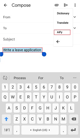 Select Gmail text