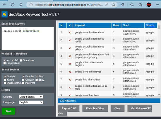 SeoStack Keyword Tool Longtail Keywords Generated