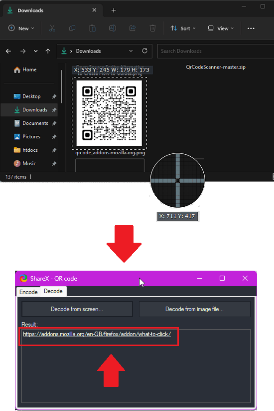 ShareX decoding QR Codes