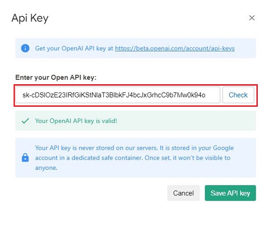 Validate API key