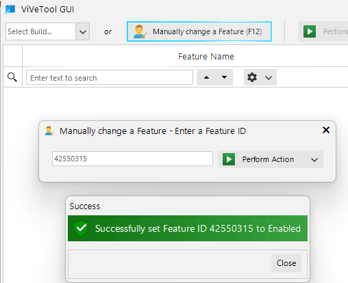 ViVeTool GUI Fetaured Enabled Windows 11 Recovery Reinstall