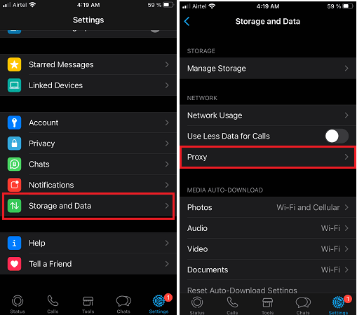 WhatsApp Storage Data Proxy