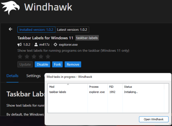 Windhawk installing module
