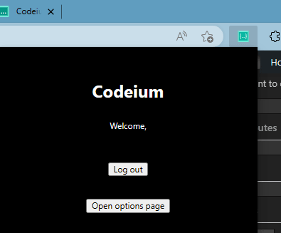 Codeium Log in to the Extension.