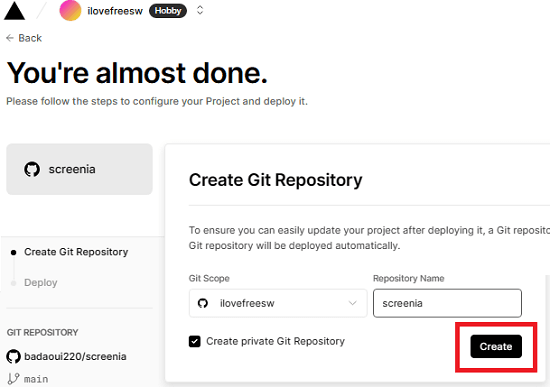 Create Vercel Deployment