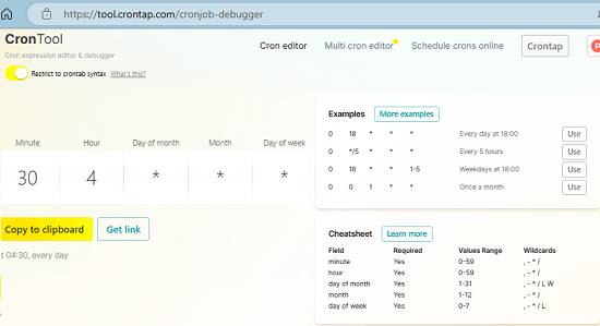 CronTool Main Interface