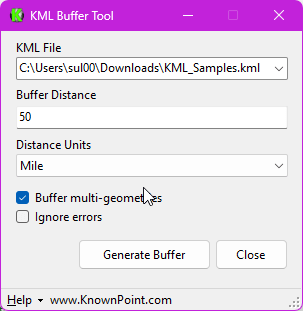 KML Buffer Tool Specify Input FIles