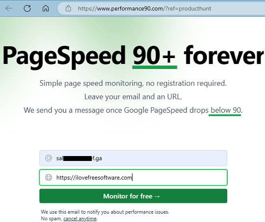 PageSpeed 90 Enter Page Details