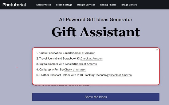 Phototutorial Gift Assistant 