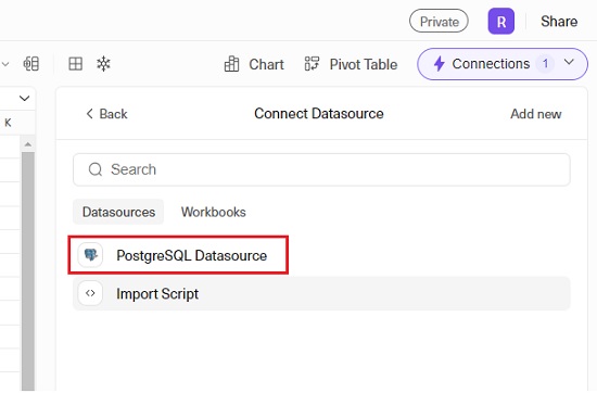 PostgreSQL data source