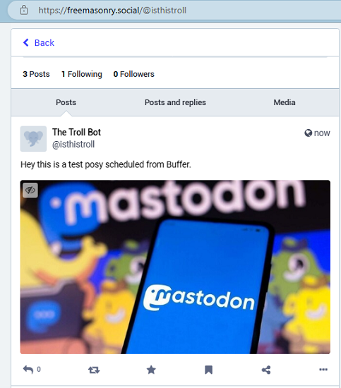 Published Scheduled Mastodon Toot