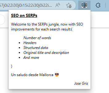 SEO on SERPs Main UI