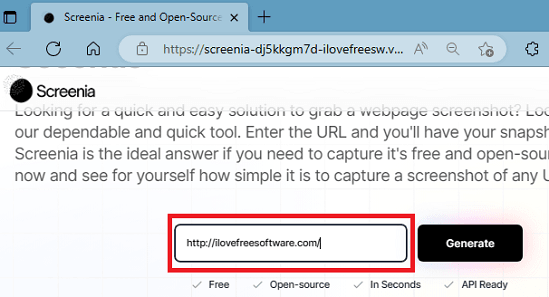 Screenia Enter URL