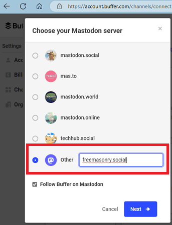 Specify Mastodon Server URL