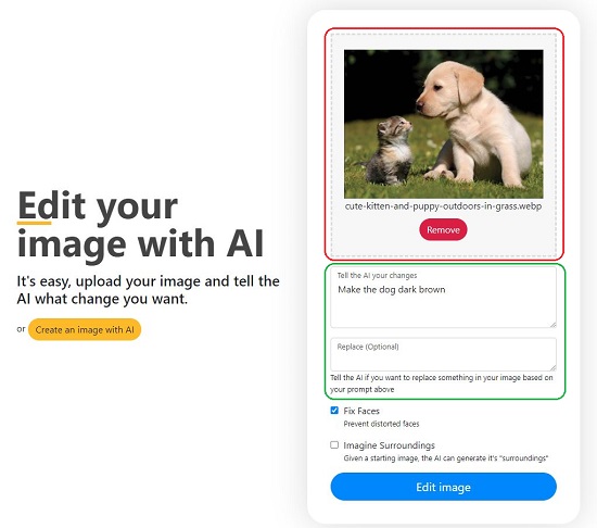 Upload image and type Prompt