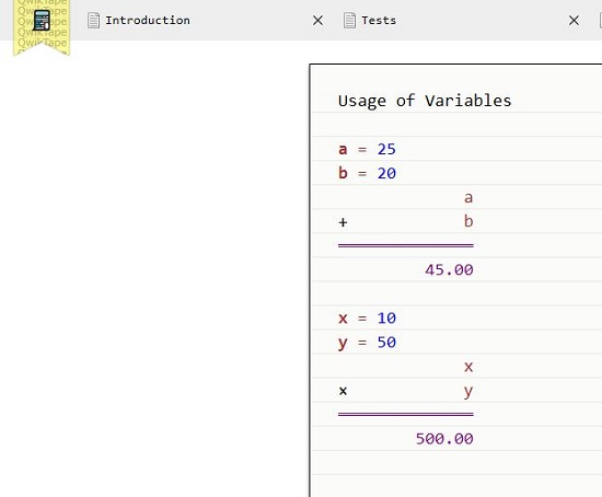 Usage of variables