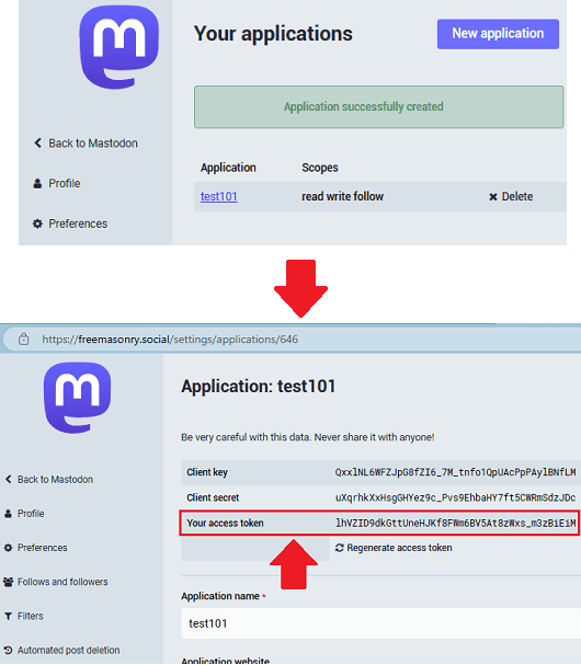 mastodon Application Access Token