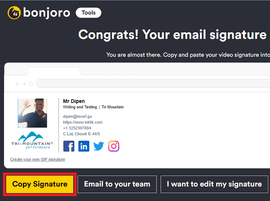 Bonjoro Email Signature Generator Copy