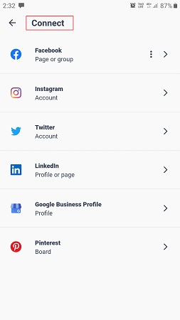 Connect social media accounts