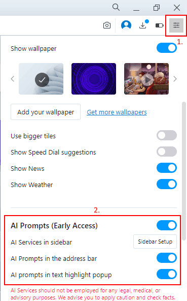 Enable AI Prompts in Opera