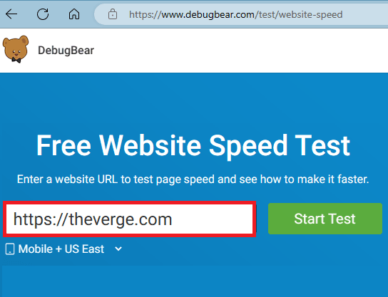 Enter Website Address to Check Page Speed