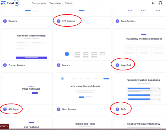 Float UI Components Page