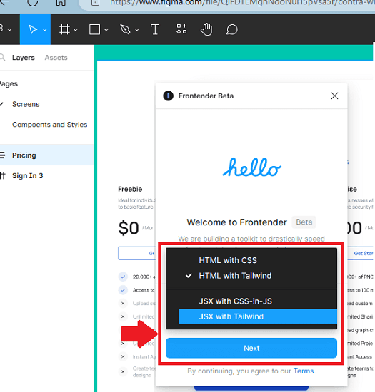 Frontender select language to generate code