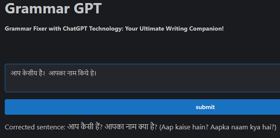 Grammar GPT fix Hindi