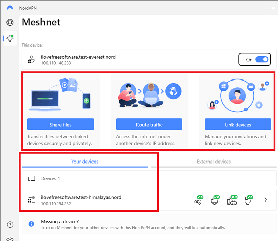 NordVPN Meshnet Devices